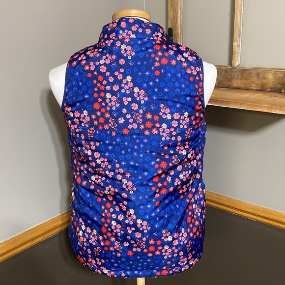 Buffalo navy blue floral & gray fleece reversible puffer vest size L - Picture 3 of 12
